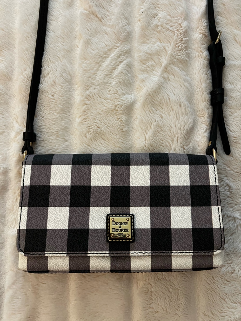 Dooney & Bourke Tucker Betsy Black White Check Crossbody Bag